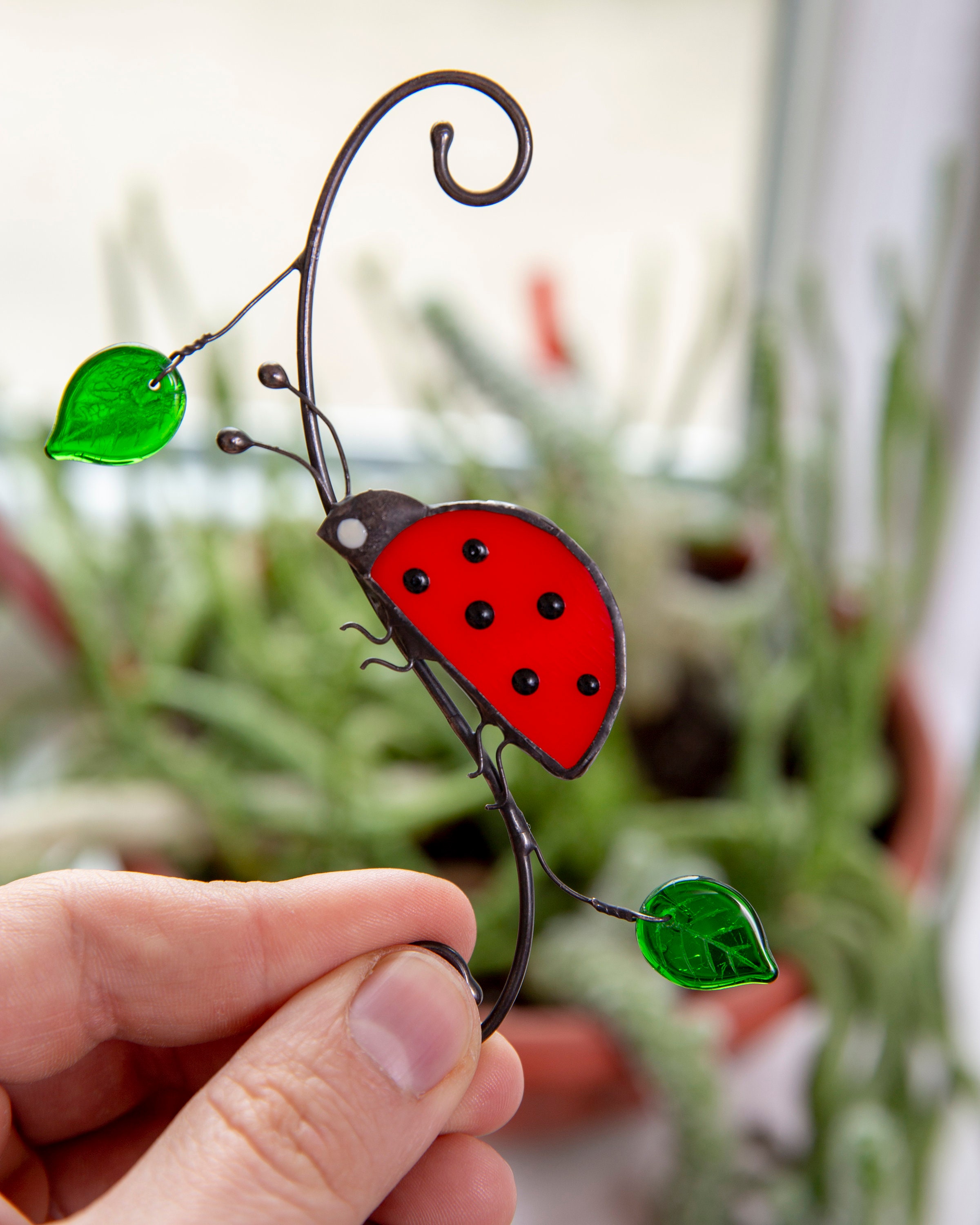 Ladybug Stained Glass Suncatcher Custom Stained Glass Window Etsy UK