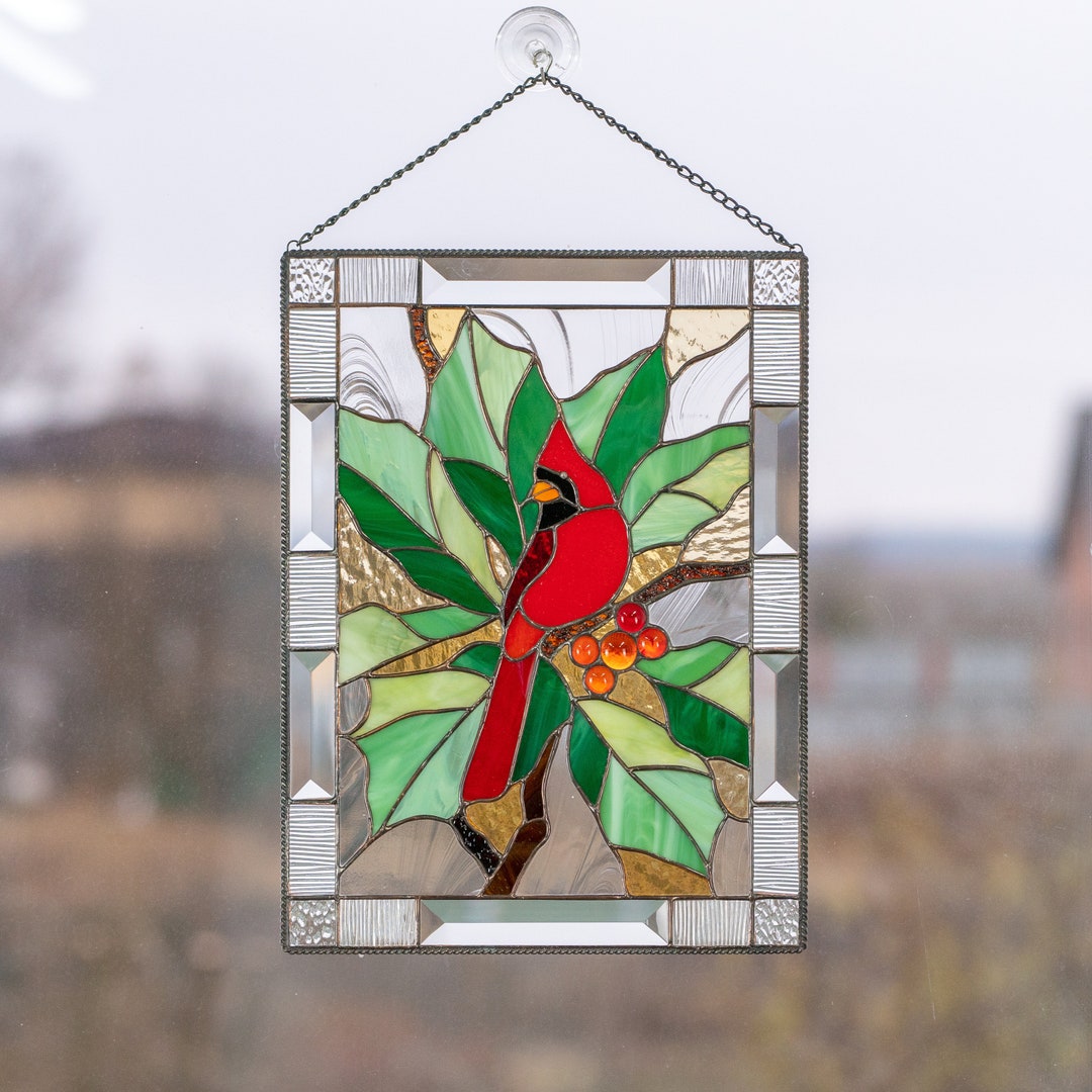 Cardinal Stained Glass Cardinal Window Hangings Mothers Day Gift Custom