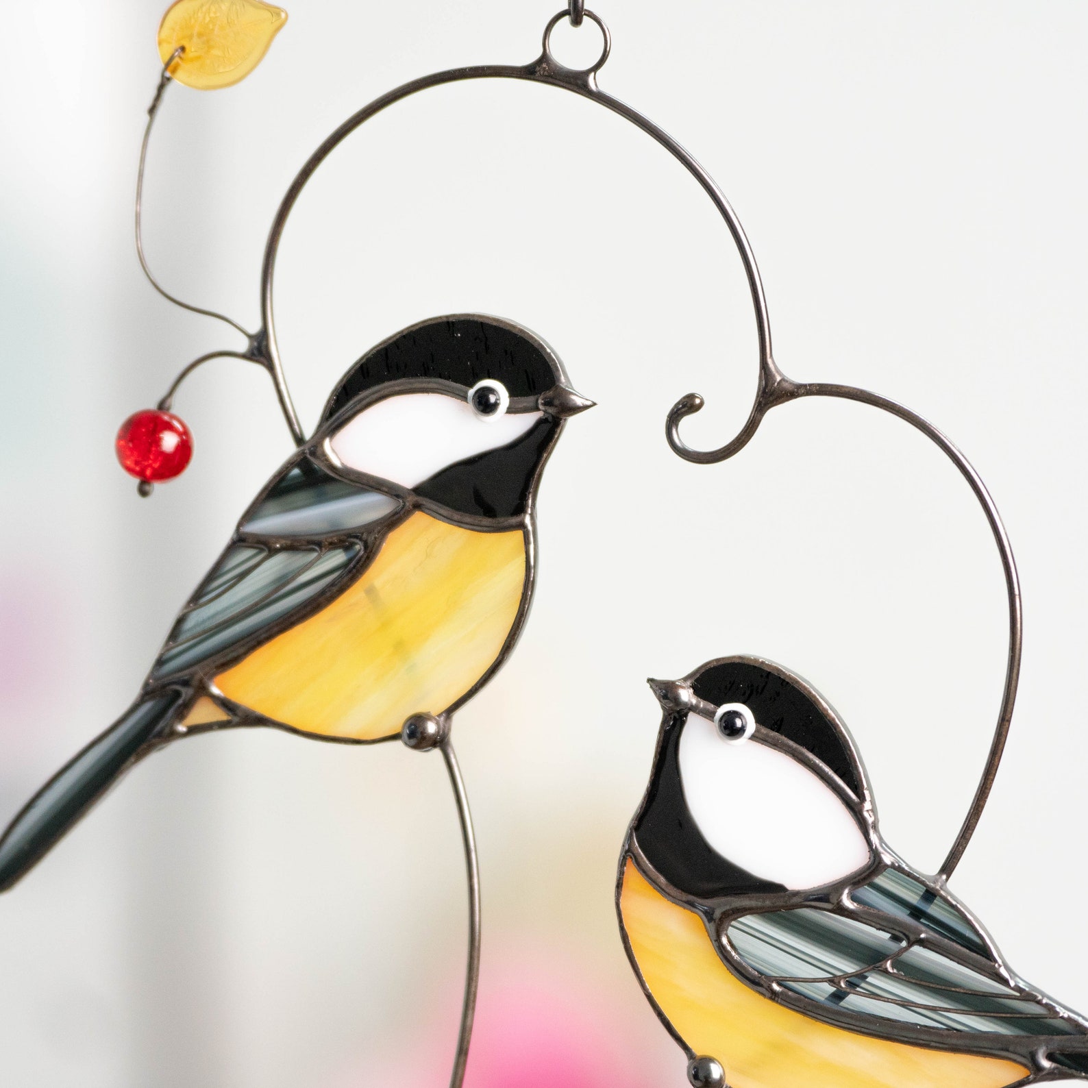 Couple of Chickadees Stained Glass Suncatcher Christmas Gifts - Etsy