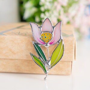 pink flower stained glass jewelry