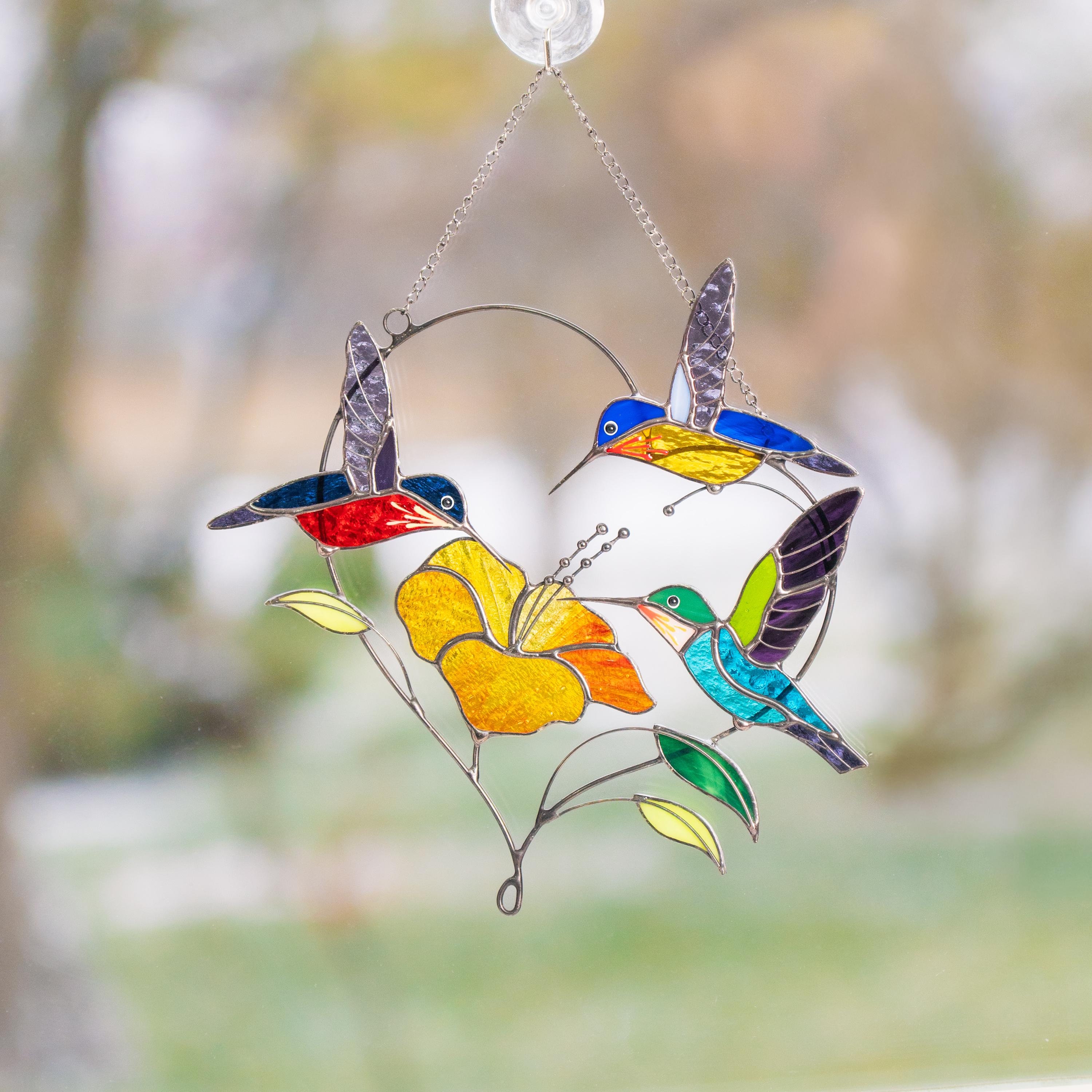 Stained Glass Hummingbird Suncatcher Gifts for Grandma Custom