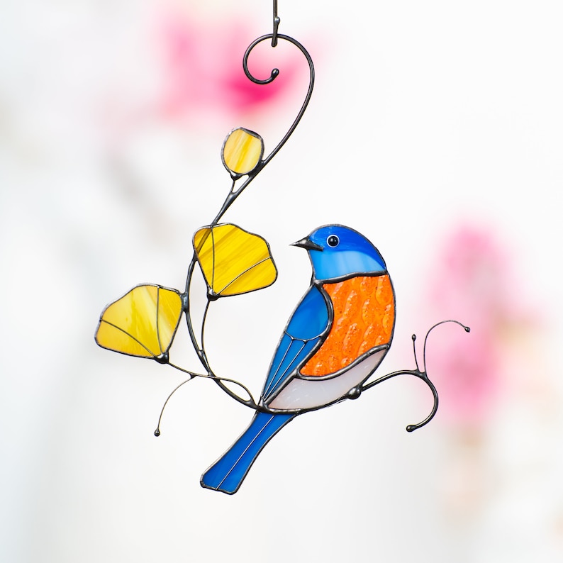 stained glass bird decor for window