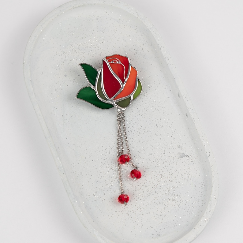 handmade glass red rose accessory