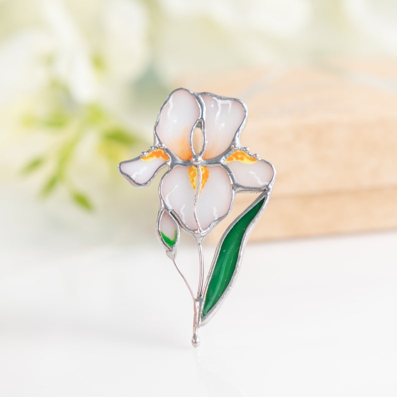 elegant brooch of white iris