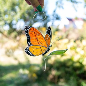 stained glass decor of monarch butterfly