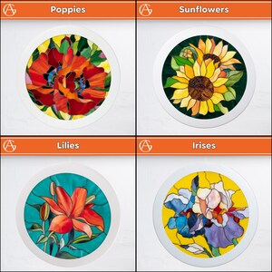 stained glass flowers panels