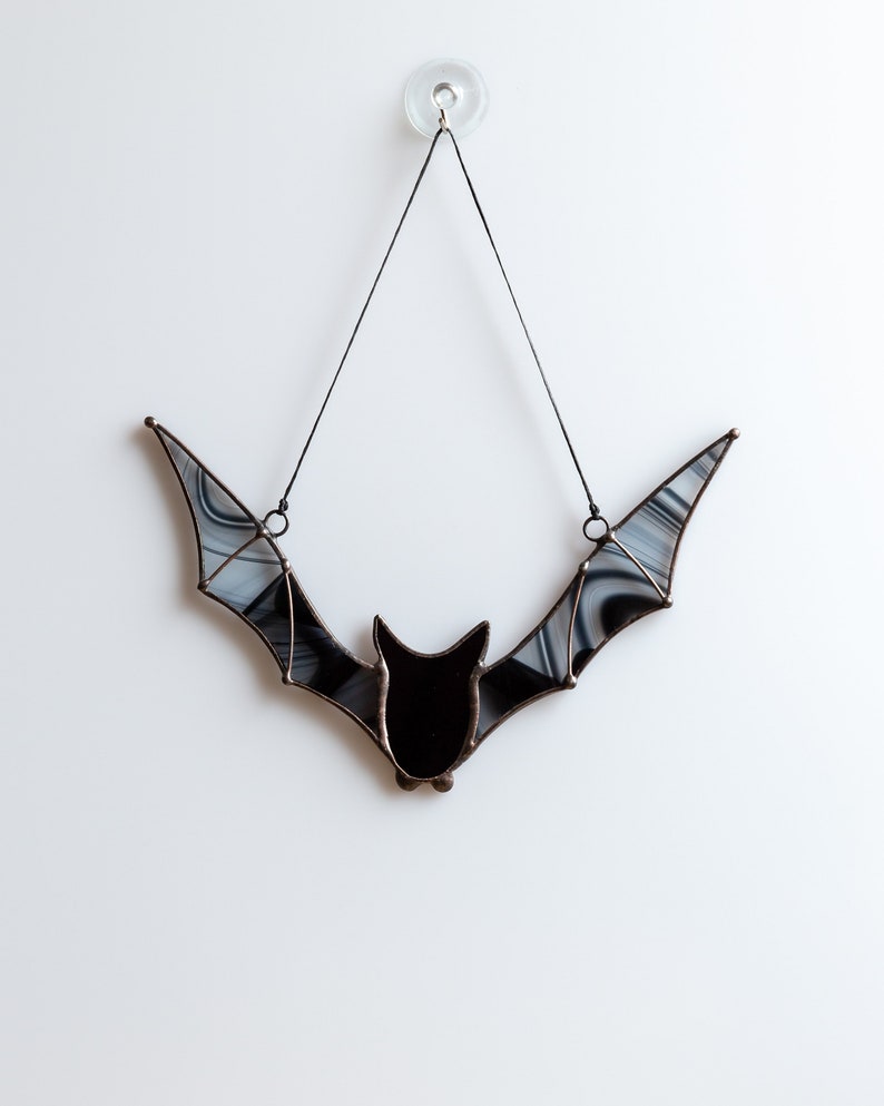 handmade glass black bat light catcher