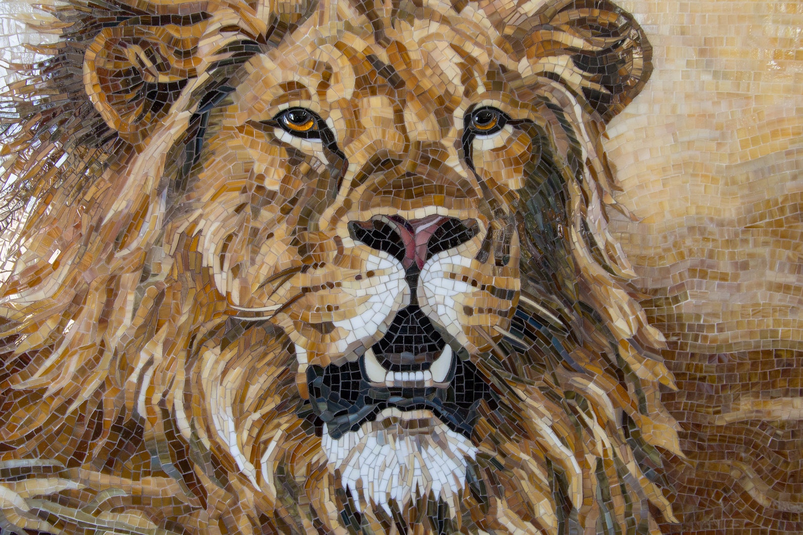 Modern Stained Glass Mosaic Lion Wall Art / Etsy