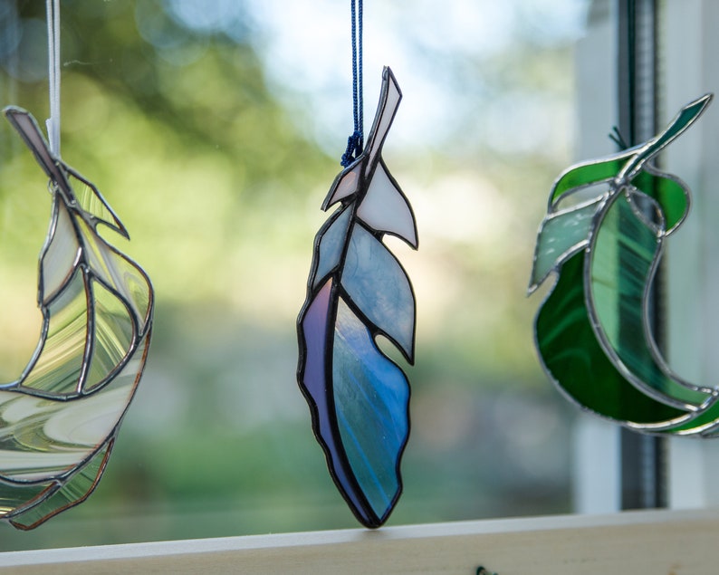 Feather stained glass window hangings Christmas gifts Bird stained glass suncatcher New house gift 