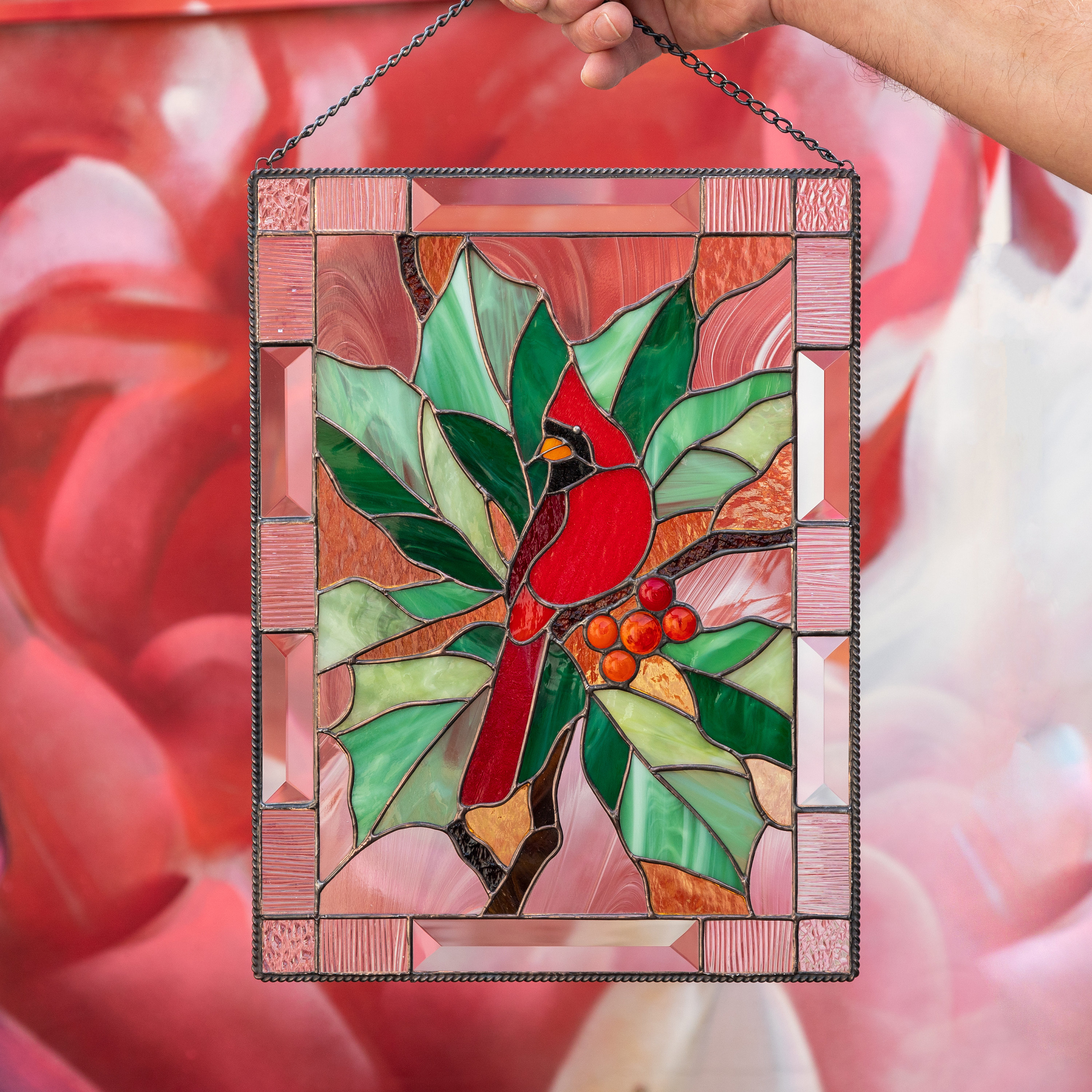 Cardinal Stained Glass Cardinal Window Hangings Mothers Day Etsy