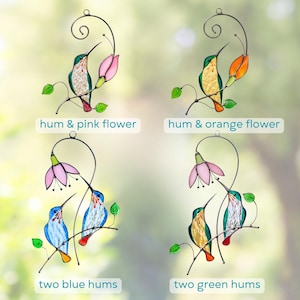 4 types of hummingbird stained glass suncatchers