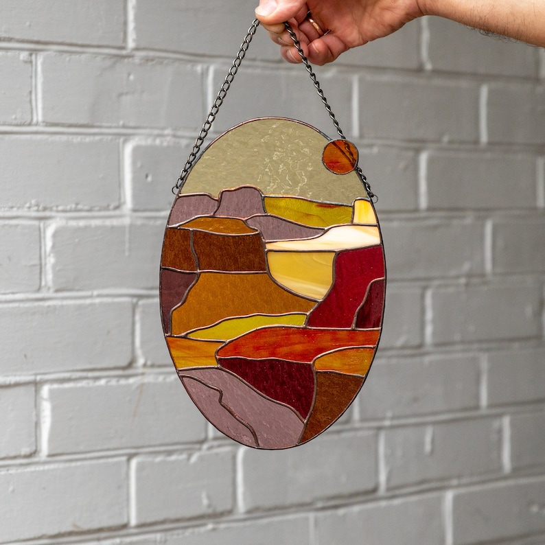 Grand Canyon Arizona stained glass window hangings Mothers Day gift Custom stained glass window panel Fathers Day gifts image 6