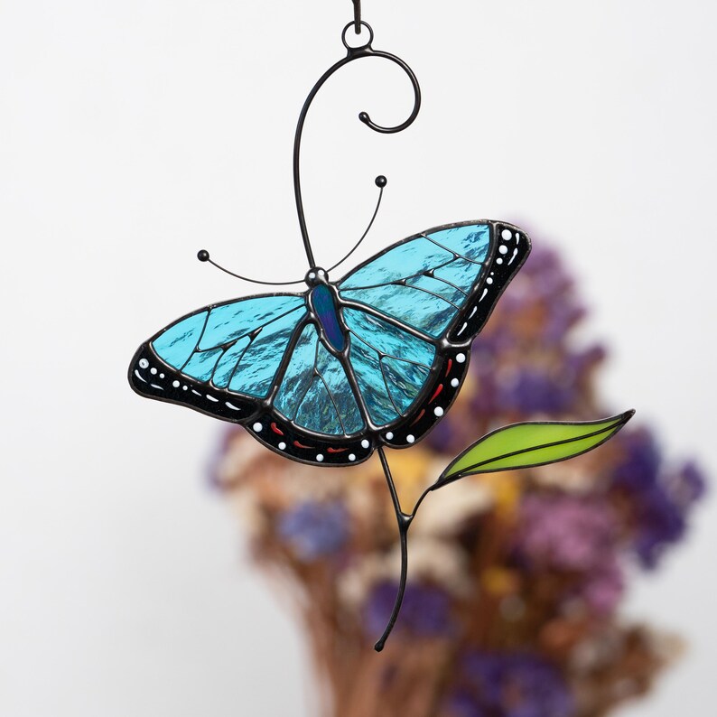 blue butterfly decor made of glass