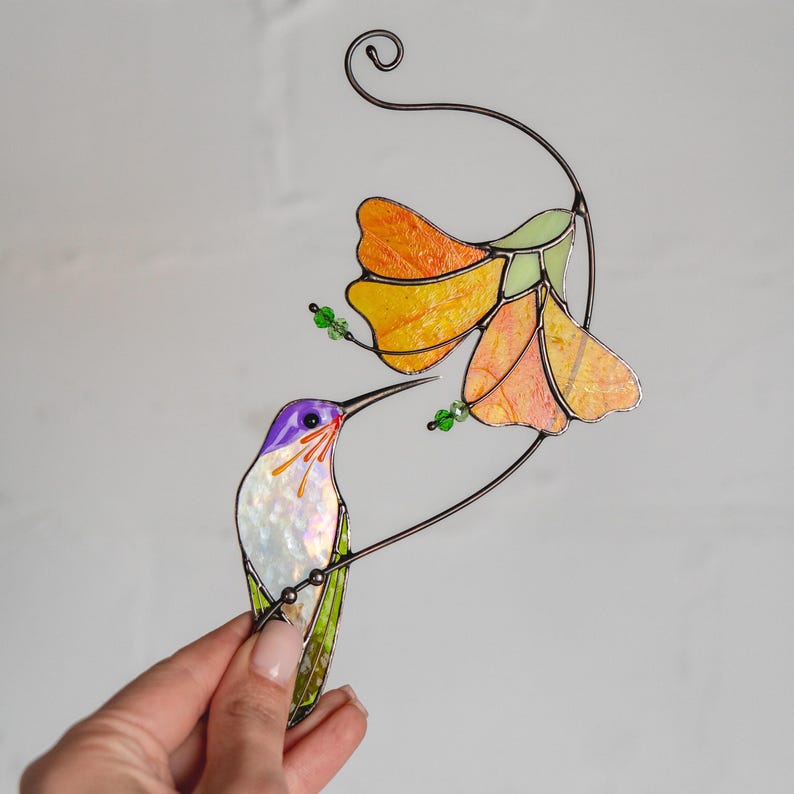 handmade glass bird light catcher