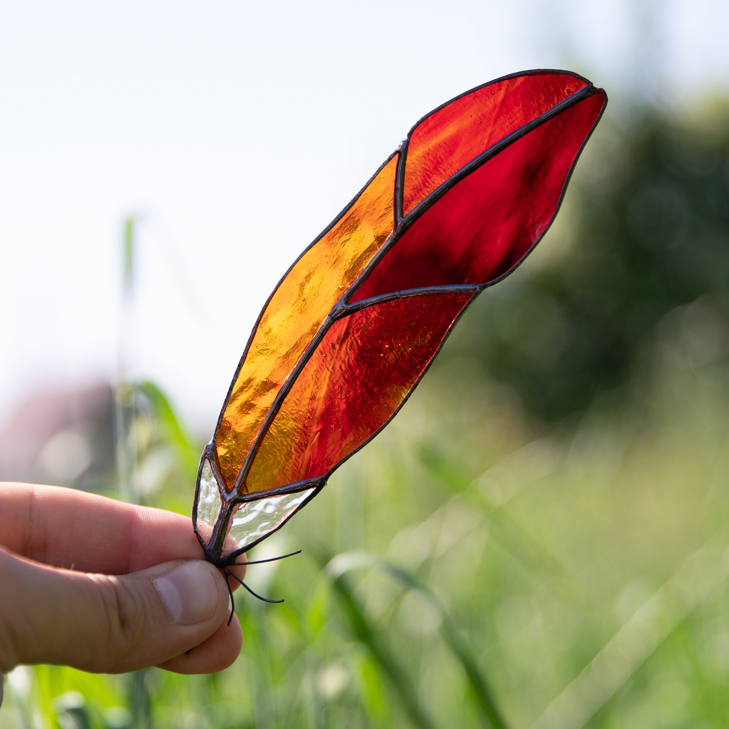 Cardinal stained glass feather suncatcher Cardinal gifts Bird Etsy