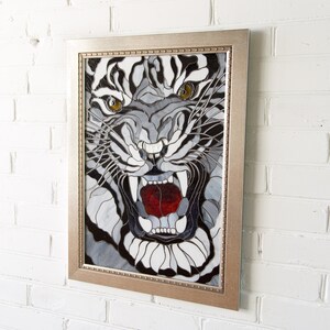 handmade glass tiger wall decoration