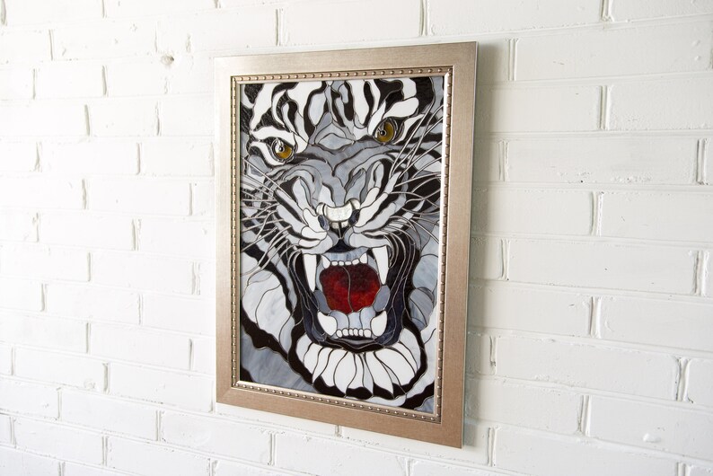 handmade glass tiger wall decoration