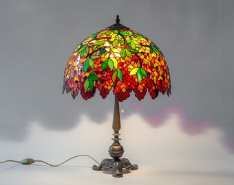 Stained glass lamp Art nouveau lamp shade gift for Christmas Modern bedside lamp decor