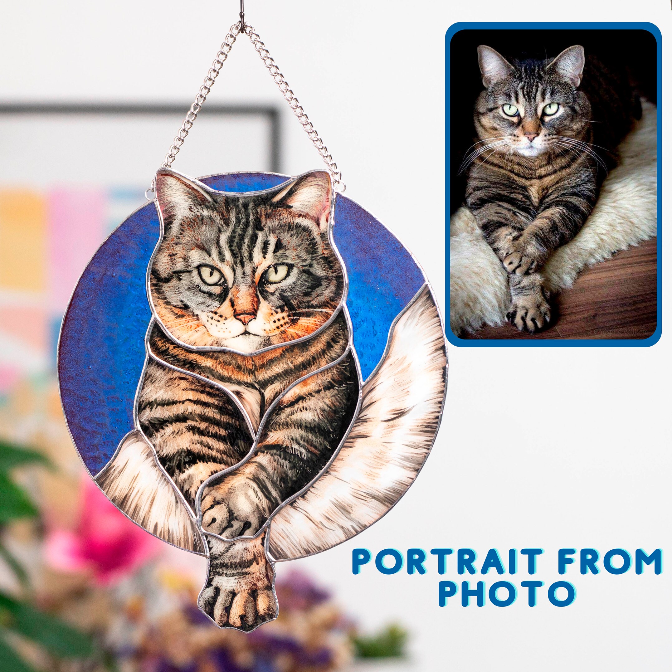 Custom Stained Glass Pet Portrait Stained Glass Window Etsy