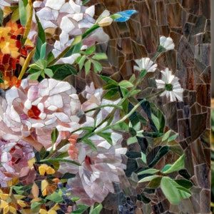 renoir's flowers mosaic art made of modern stained glass