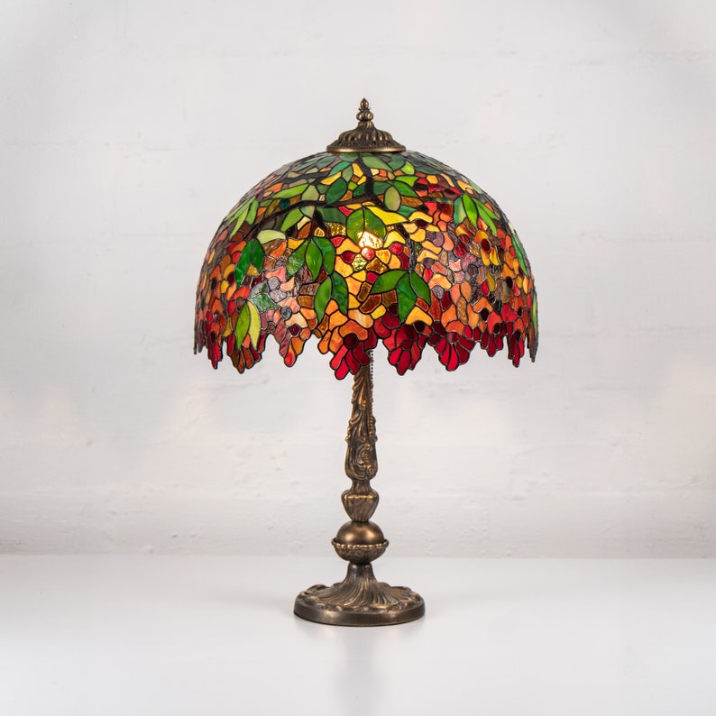 handcrafted glass tiffany lamp in the office