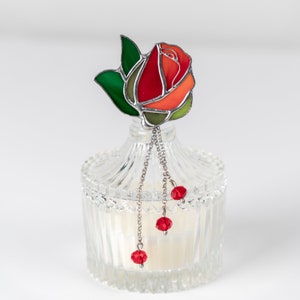red rose stained glass brooch