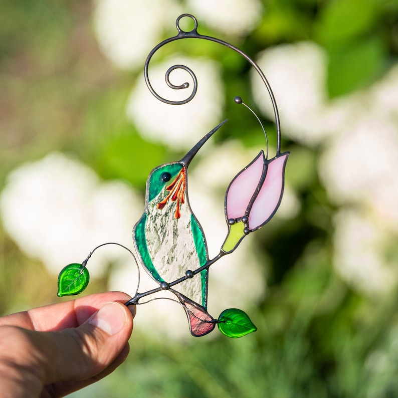 stained glass bird light catcher