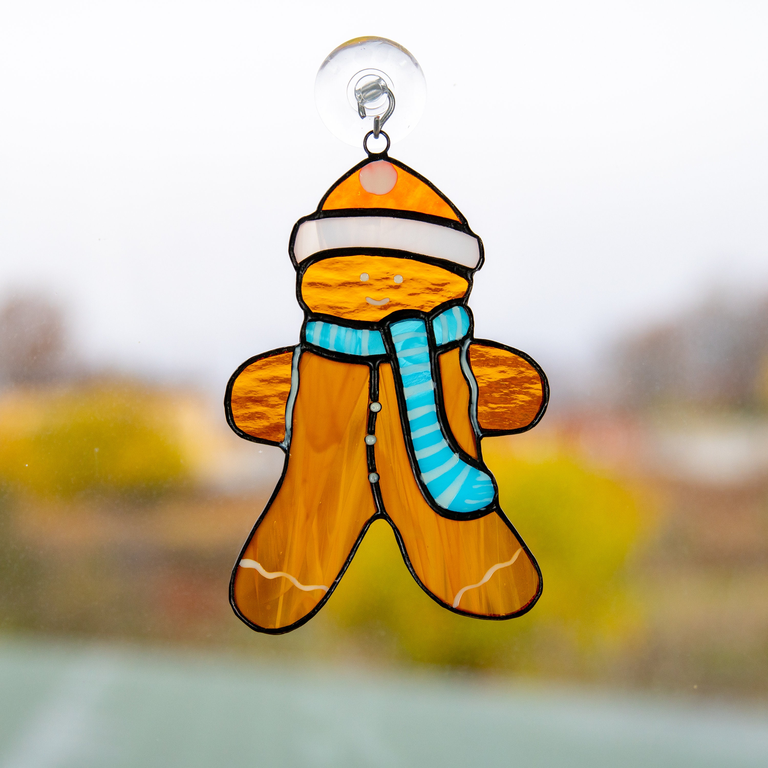 Gingerbread Man Stained Glass Window Hangings Christmas Etsy
