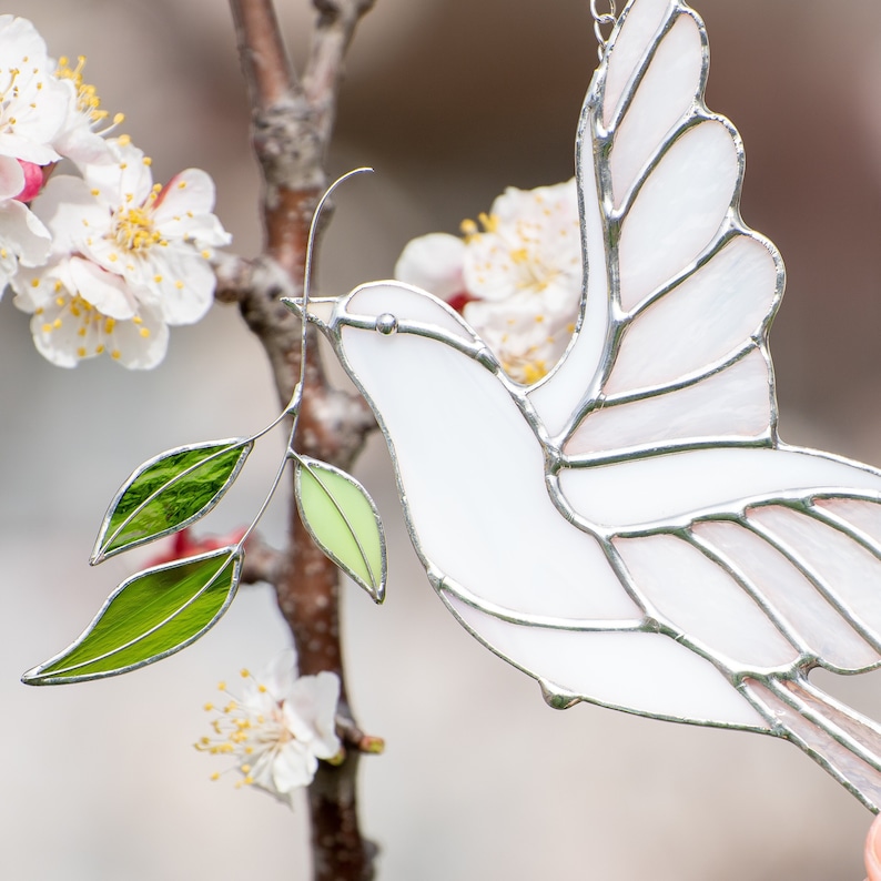 Dove Stained Glass Bird Suncatcher Mothers Day Gifts Peace Etsy