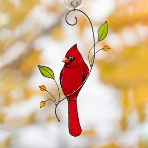 Cardinal Stained Glass Window Hangings Christmas Gifts Custom Stained ...