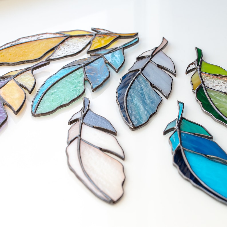 Stained Glass Window Hangings Christmas Gifts Blue Jay Etsy