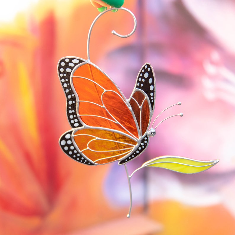 bright monarch butterfly made of modern stained glass