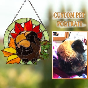 Pet memorial stained glass window panel Custom stained glass Dog portrait Cat lover gift stained glass decor image 3
