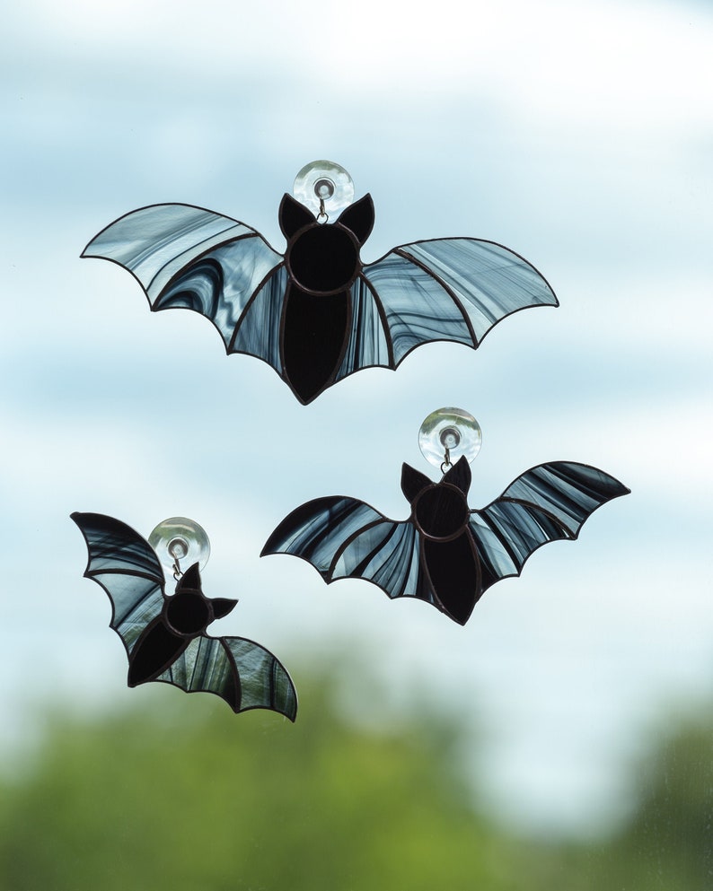 Halloween stained glass bat suncatcher