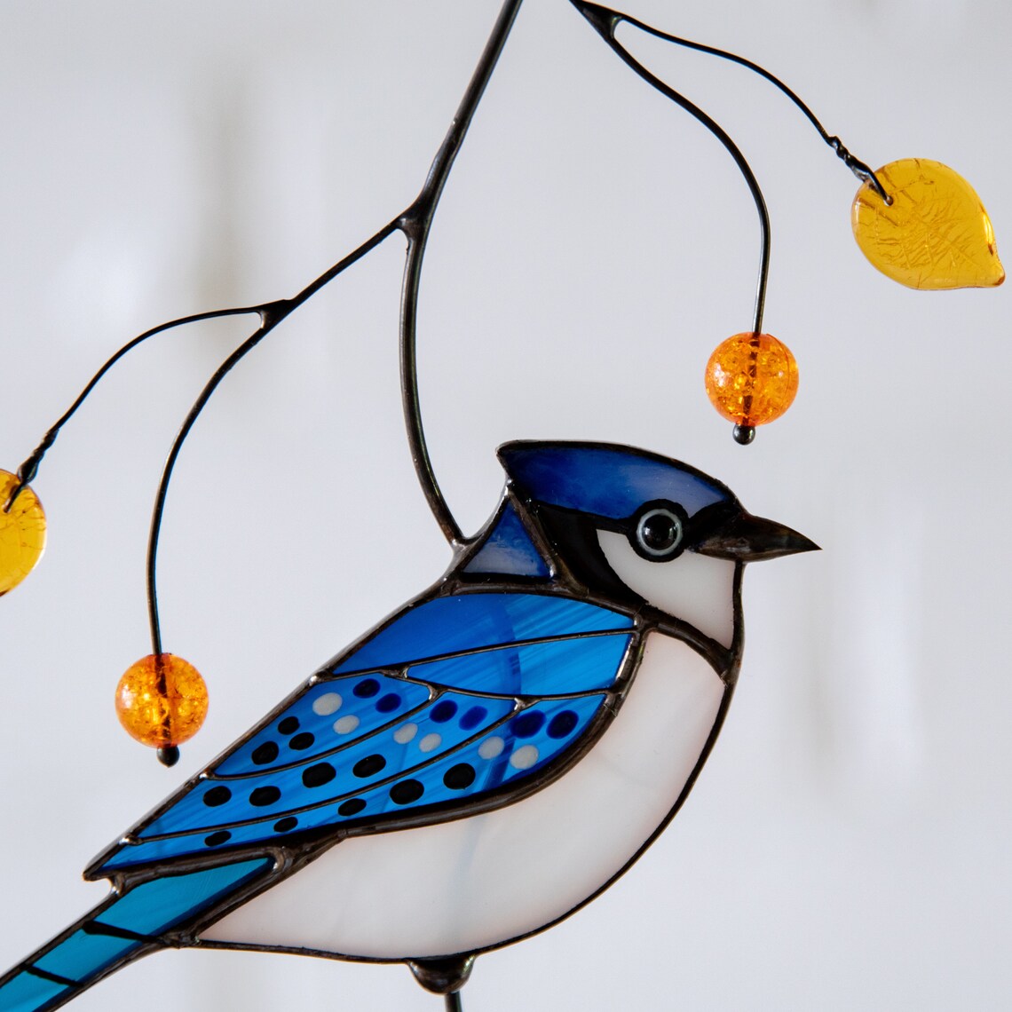 Blue Jay Stained Glass Bird Suncatcher Christmas Gifts Modern Etsy