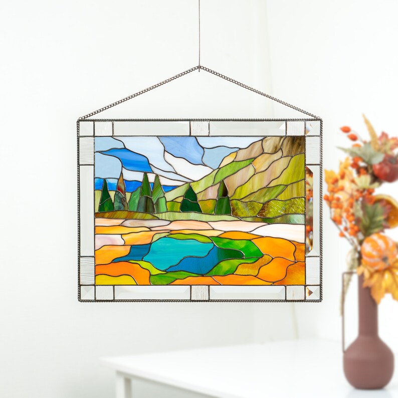 handcrafted decor for window made of vibrant stained glass