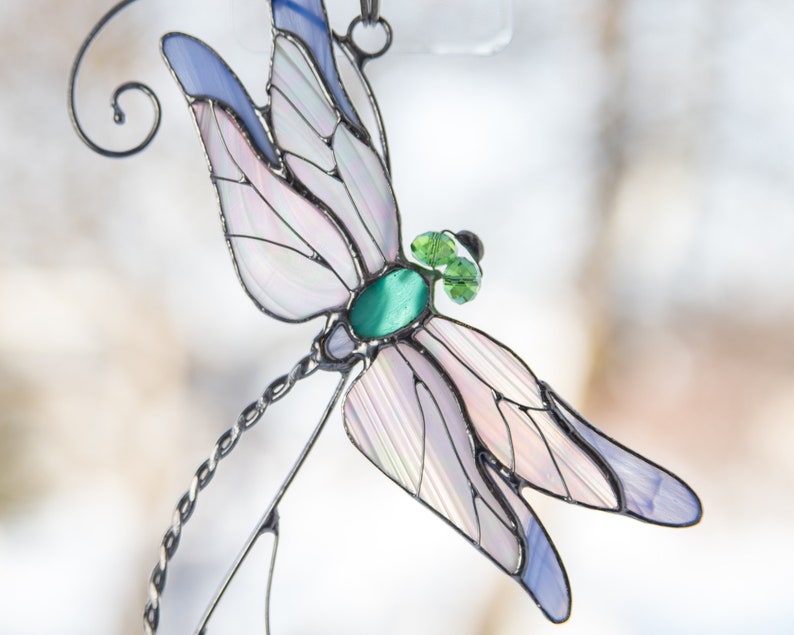 Dragonfly Stained glass window hangings gift Custom stained Etsy