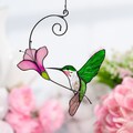 Hummingbird stained glass bird suncatcher Fathers Day gifts Custom stained glass window hangings Unique holiday gift product logo