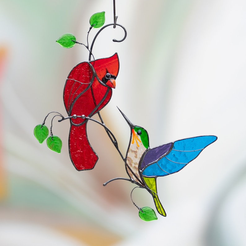 stained glass birds decor for home