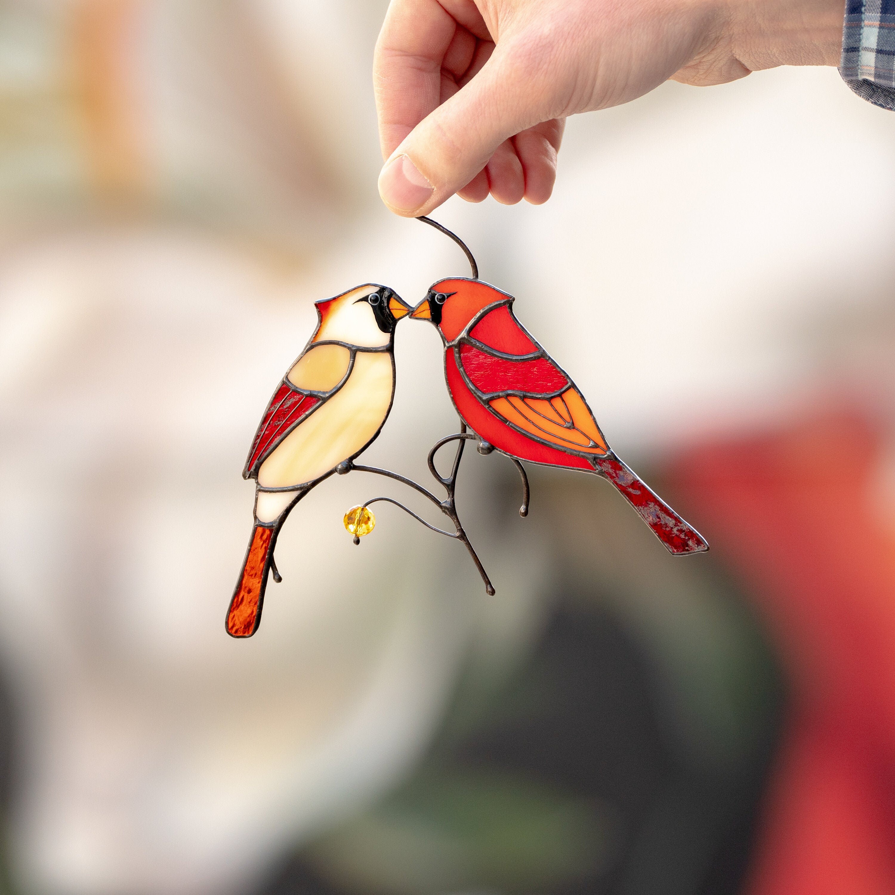 Cardinal Stained Glass Suncatcher Cardinals Gifts Bird Stained Etsy