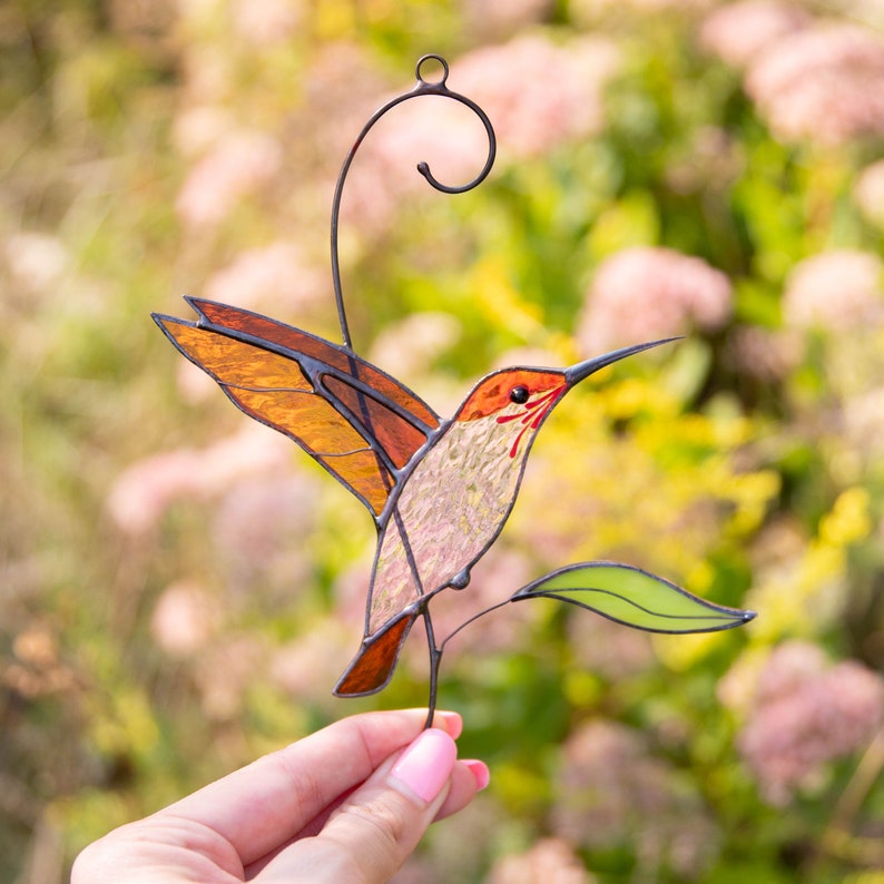 Stained Glass Hummingbird Suncatcher Christmas Gifts Bird Etsy