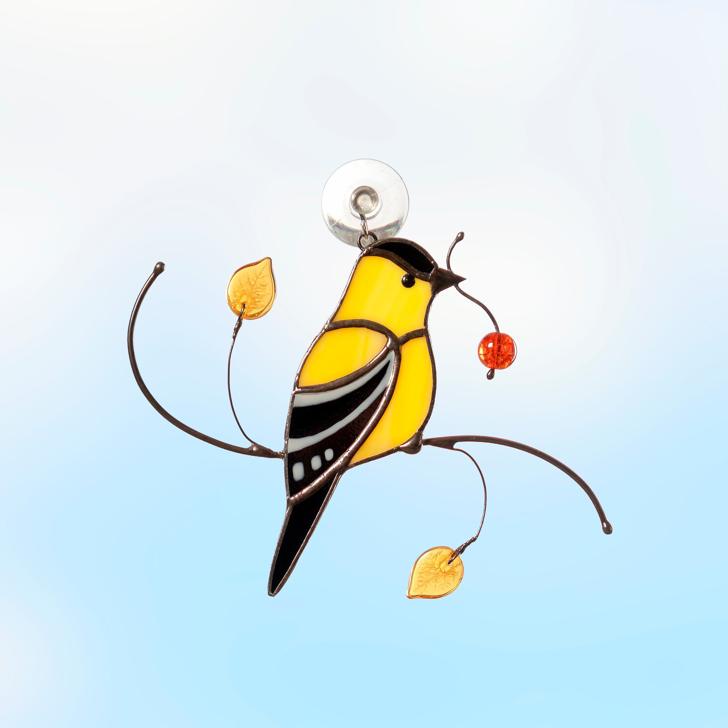 Goldfinch stained glass bird suncatcher Custom stained glass Etsy