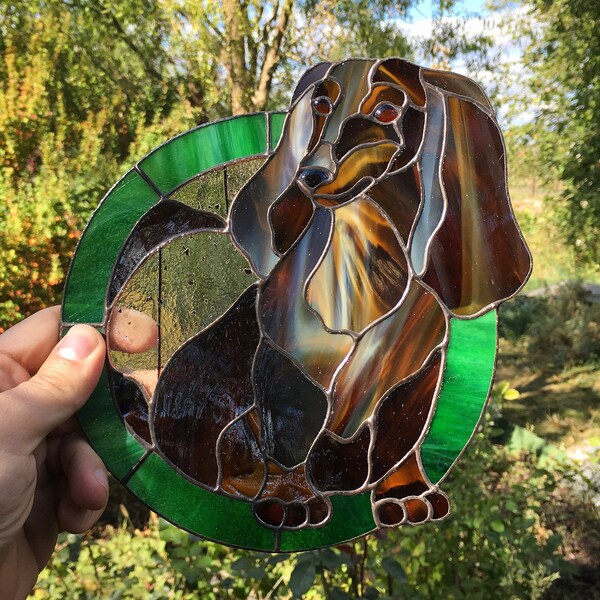 Dachshund gift Mothers day gift Custom stained glass suncatcher Pet loss gifts Weiner dog
