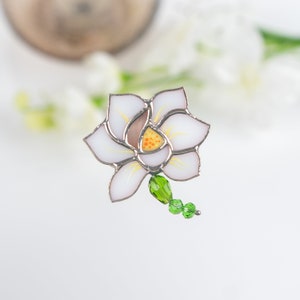 handcrafted glass lotus plant brooch