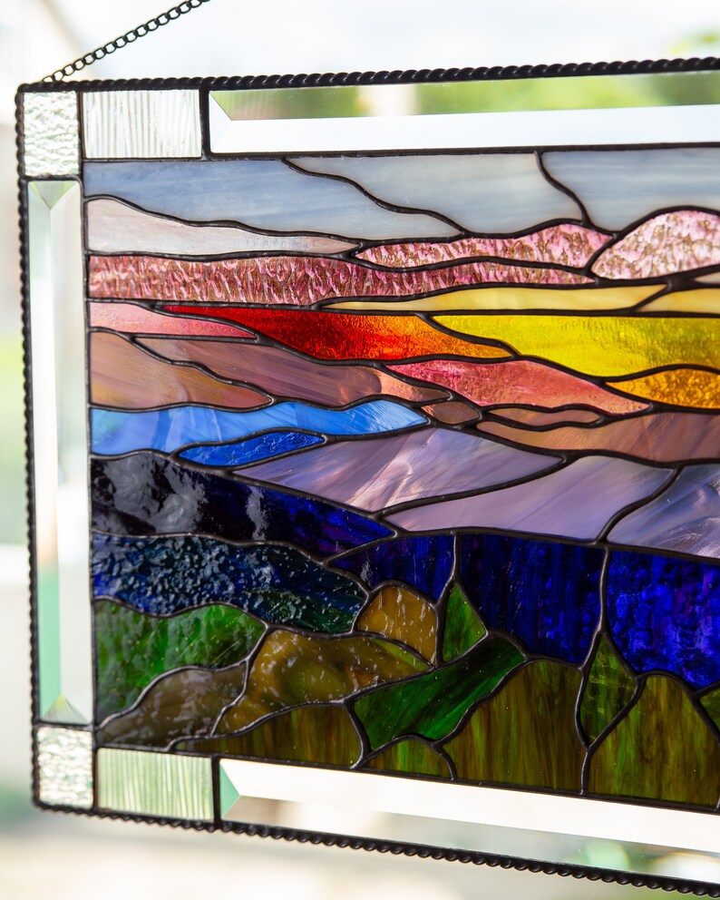 Custom Stained Glass Window Hangings Mothers Day Gifts Blue Etsy