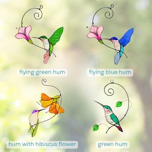 Handmade stained glass hummingbird ornaments