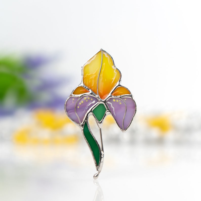 iris stained glass plant jewelry