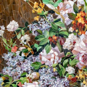 flowers stained glass mosaic decor