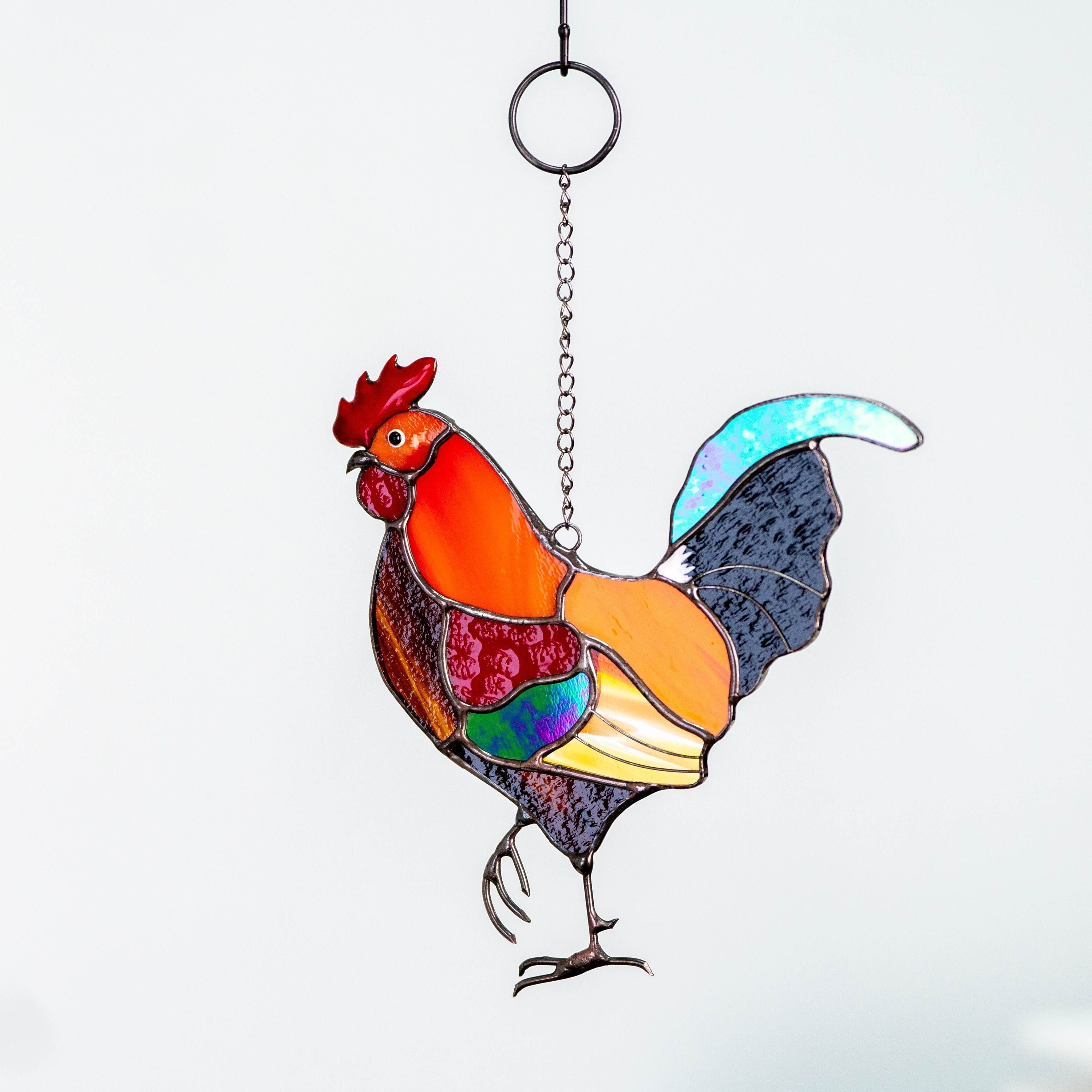 Rooster Stained Glass Window Hangings Farmhouse Decor Custom Etsy Canada