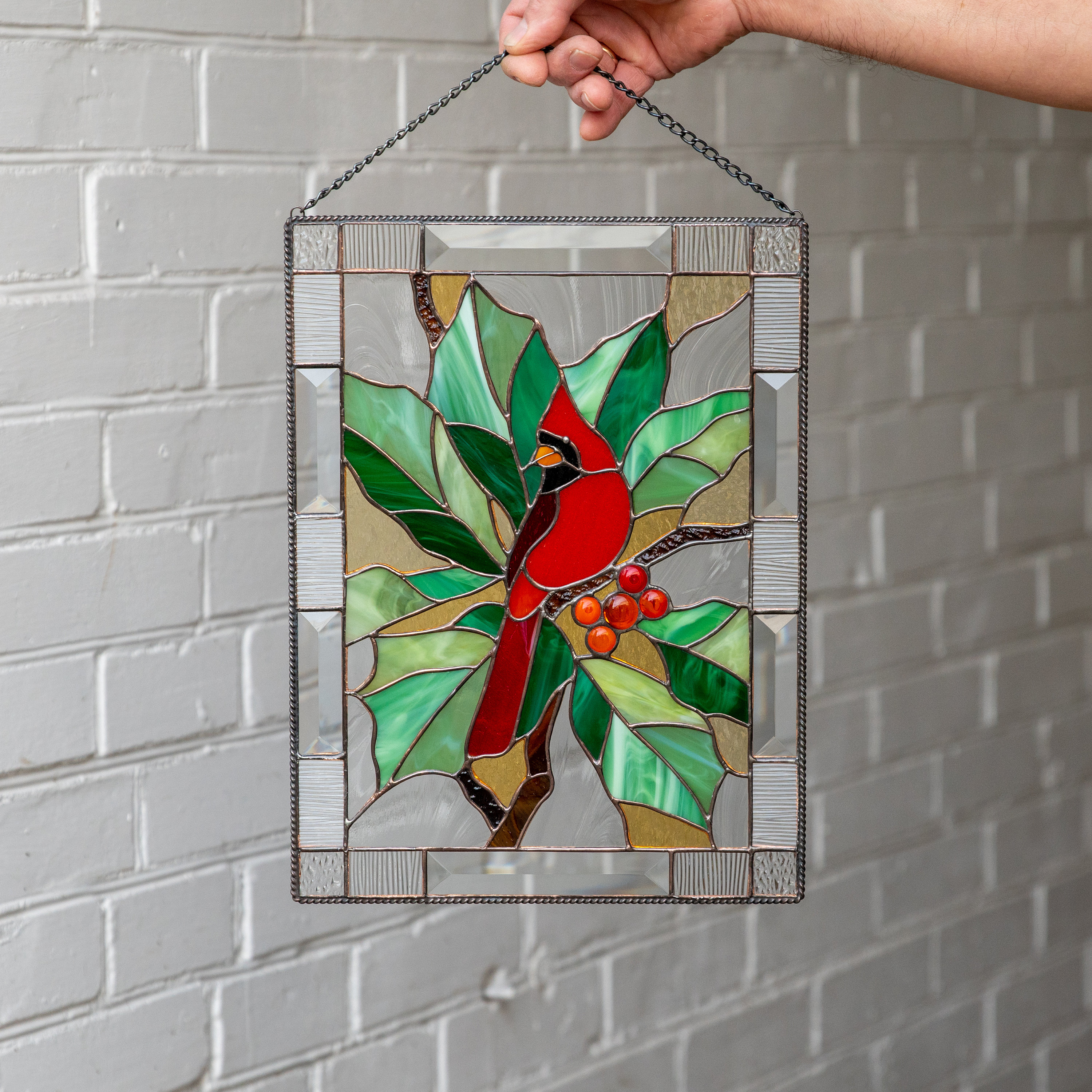 Stained glass cardinal window hangings Christmas giftCustom Etsy